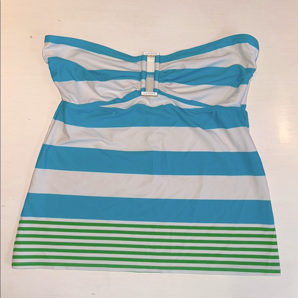 Ralph Lauren Striped Blue and Green Tube Top/Bathing Suit Top  ☀️☀️☀️ sz 10